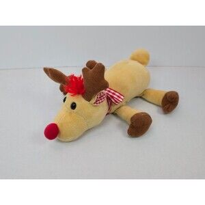 Eden Reindeer Plush Red Nose Christmas Stuffed Animal Holiday Gingham Bow
